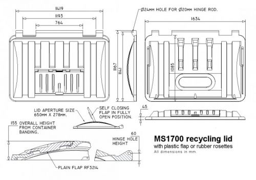 MS1700RM-ROS Recycling lid with rubber rosettes